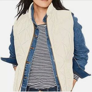 J. Crew Factory Cream Quilted Down Feather Vest NWT